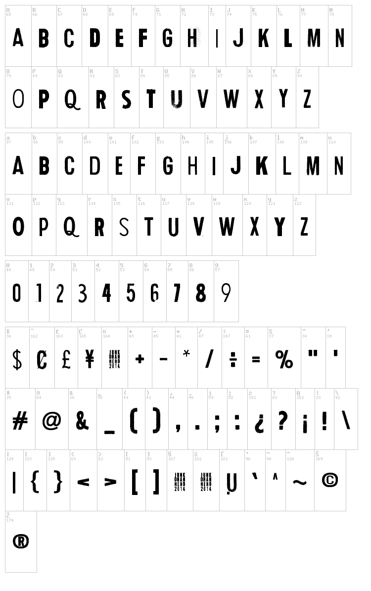 Human Error font map